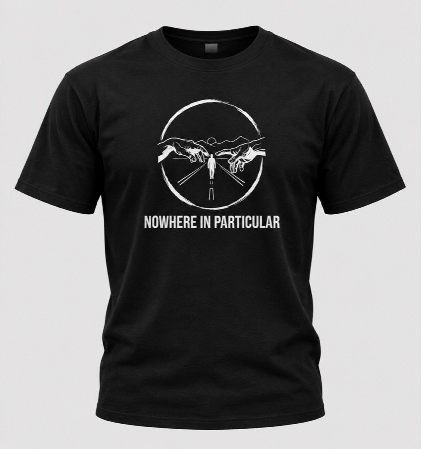 Nowhere in Particular T-Shirt – Black, Circle Logo